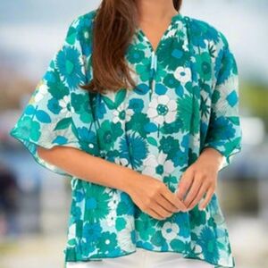 Antik Batik Lorette Puff Sleeves Floral Blouse